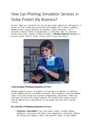 How Can Phishing Simulation Services in Dubai Protect My Business