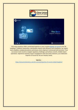 One Union Solutions: UK importer of record Experts