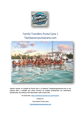 Family Transfers Punta Cana | Taxisbavaropuntacana.com