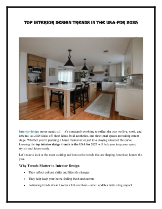 Interior Design Trends in the USA for 2025