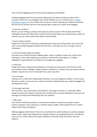 How to Create Engaging Content for Your Business Blog and Social Media