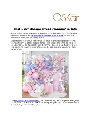 Best Baby Shower Event Planning in UAE