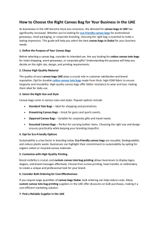 How to Choose the Right Canvas Bag for Your Business in the UAE