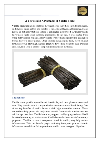 A Few Health Advantages of Vanilla Beans