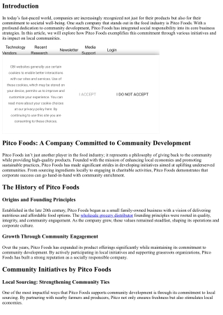 Pitco Foods: A Company Committed to Community Development