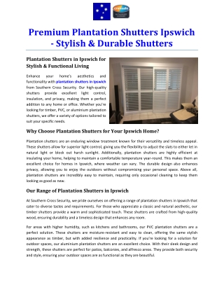 Premium Plantation Shutters Ipswich - Stylish & Durable Shutters