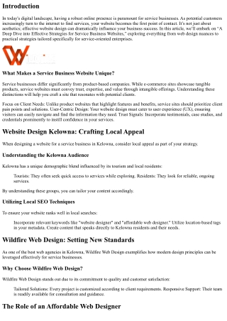 “A Deep Dive into Effective Strategies for Service Business Websites”