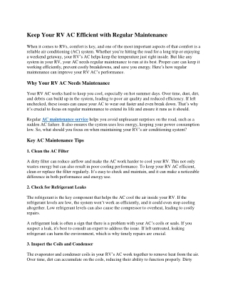 Keep Your RV AC Efficient with Regular Maintenanc2
