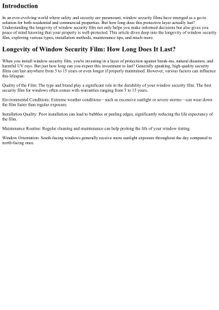 Longevity of Window Security Film: How Long Does It Last?