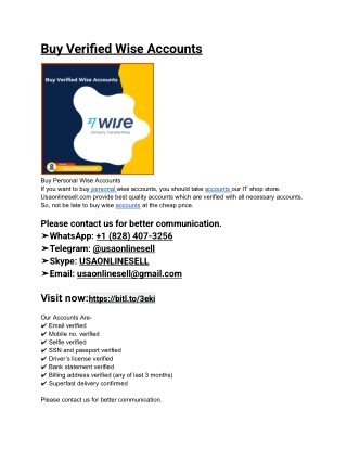 Buy Verified Wise Accounts