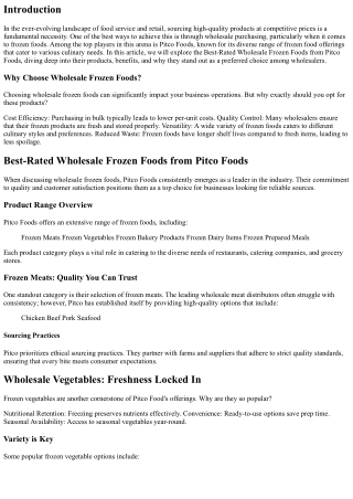 Best-Rated Wholesale Frozen Foods from Pitco Foods