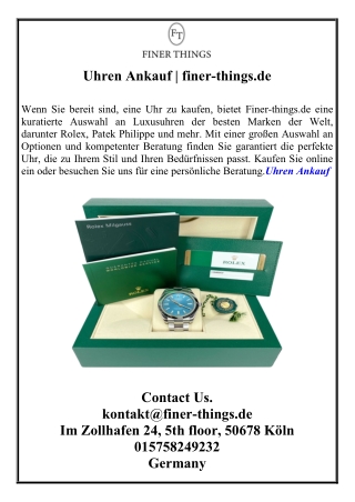 Uhren Ankauf | finer-things.de