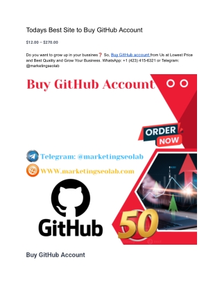 Todays Best Site to Buy GitHub Account