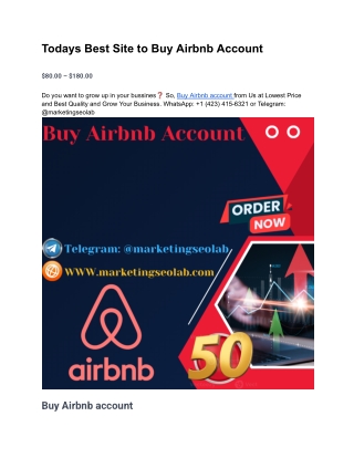 Todays Best Site to Buy Airbnb Account