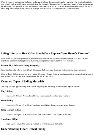 Siding Lifespan: How Often Should You Replace Your Home's Exterior?