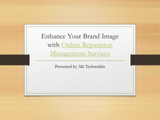 Enhance Your Brand Image with Online Reputation Management Services
