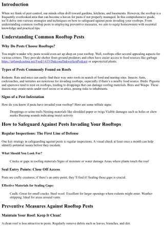 How to Safeguard Against Pests Invading Your Rooftops