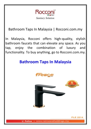 Bathroom Taps In Malaysia  Rocconi.com.my