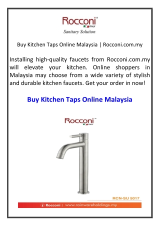 Buy Kitchen Taps Online Malaysia  Rocconi.com.my