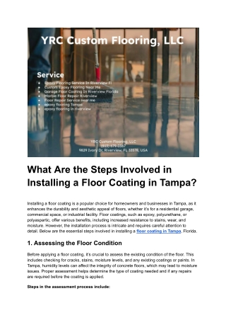 What Are the Steps Involved in Installing a Floor Coating in Tampa