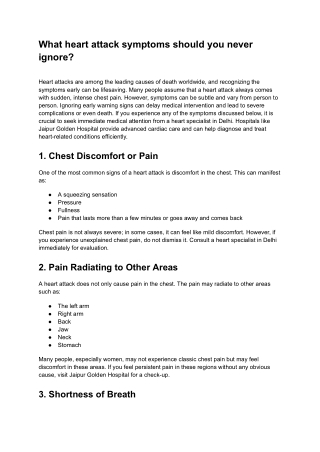 What Heart Attack Symptoms should you Never Ignore?