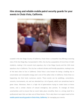 Hire strong and reliable mobile patrol security guards for your events in Chula Vista, California (1)