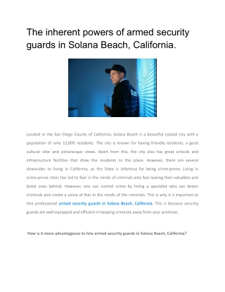 The inherent powers of armed security guards in Solana Beach, California