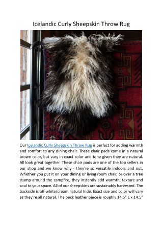 Icelandic Curly Sheepskin Throw Rug