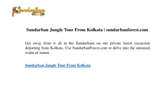Sundarban Jungle Tour From Kolkata sundarbanforest.com