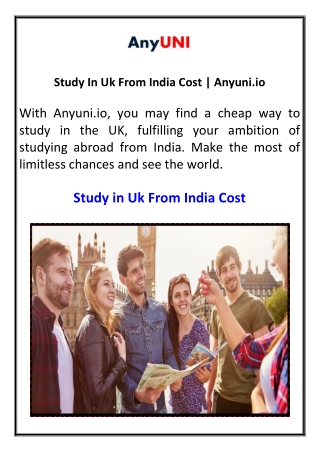 Study In Uk From India Cost  Anyuni.io