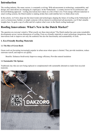 Roofing Innovations: What’s New in the Dutch Market?