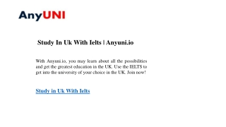 Study In Uk With Ielts Anyuni.io