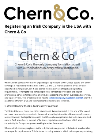Registering an Irish Company in the USA with Chern & Co