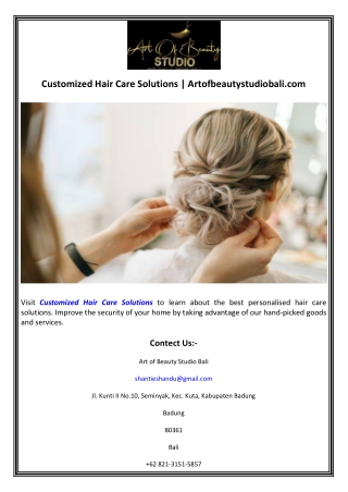 Customized Hair Care Solutions  Artofbeautystudiobali.com