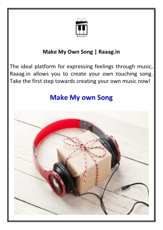 Make My Own Song  Raaag.in