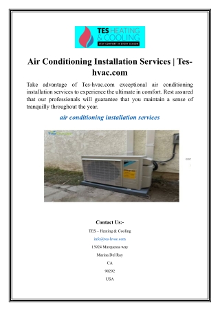 Air Conditioning Installation Services  Tes-hvac.com