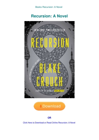 Books Recursion A Novel
