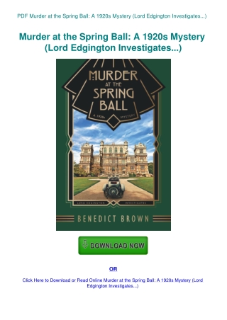PDF Murder at the Spring Ball A 1920s Mystery (Lord Edgington Investigates...)