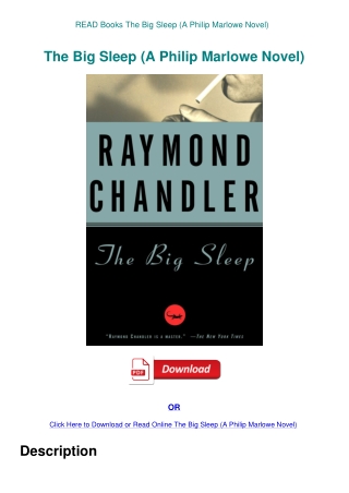 READ Books The Big Sleep (A Philip Marlowe Novel)