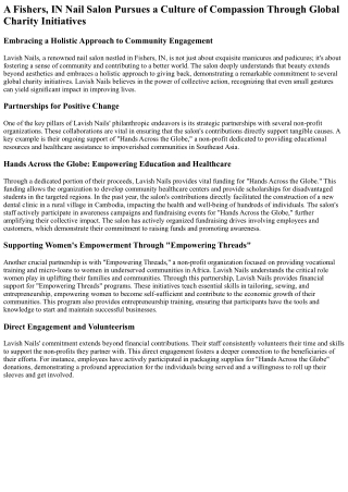 Lavish Nails: Beyond the Manicure – A Commitment to Global Giving