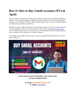 Best 11 Sites to Buy Gmail Accounts (PVA & Aged)