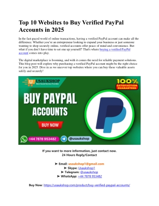 Top 10 Websites to Buy Verified PayPal Accounts in 2025