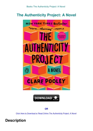 Books The Authenticity Project A Novel