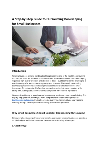 A Step-by-Step Guide to Outsourcing Bookkeeping for Small Businesses