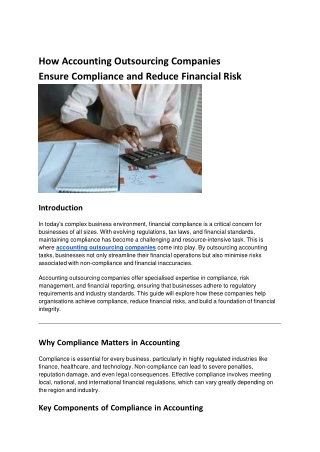 How Accounting Outsourcing Companies Ensure Compliance and Reduce Financial Risk