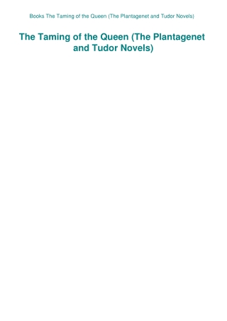 Books The Taming of the Queen (The Plantagenet and Tudor Novels)
