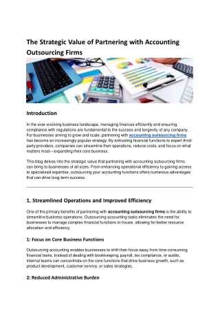 The Strategic Value of Partnering with Accounting Outsourcing Firms