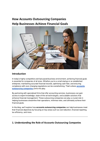 How Accounts Outsourcing Companies Help Businesses Achieve Financial Goals