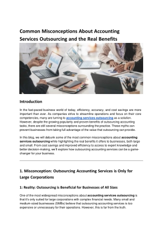 Common Misconceptions About Accounting Services Outsourcing and the Real Benefits