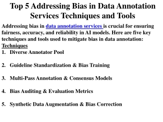 Top 5 Addressing Bias in Data Annotation Services Techniques and Tools